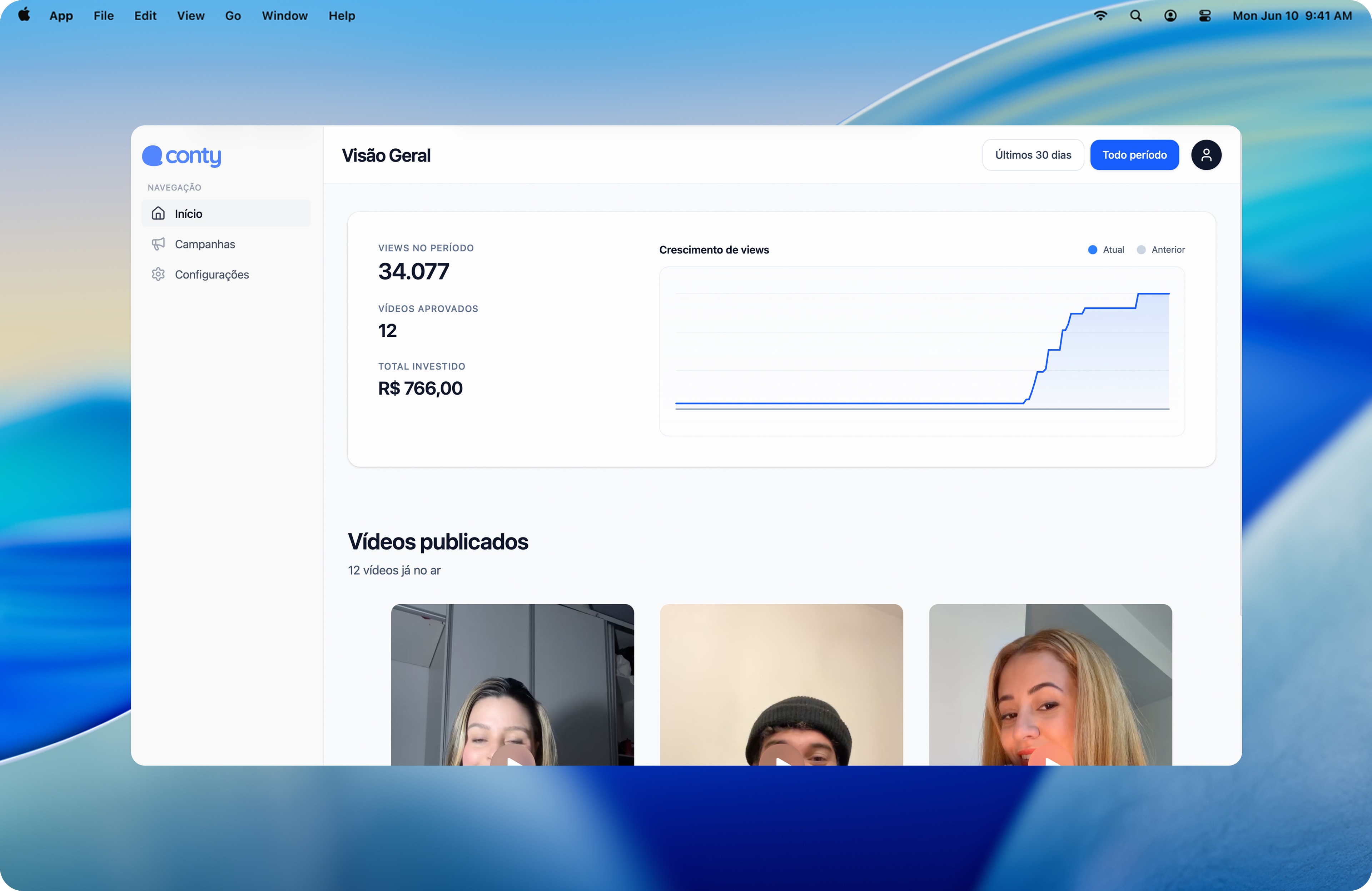 Interface da Conty